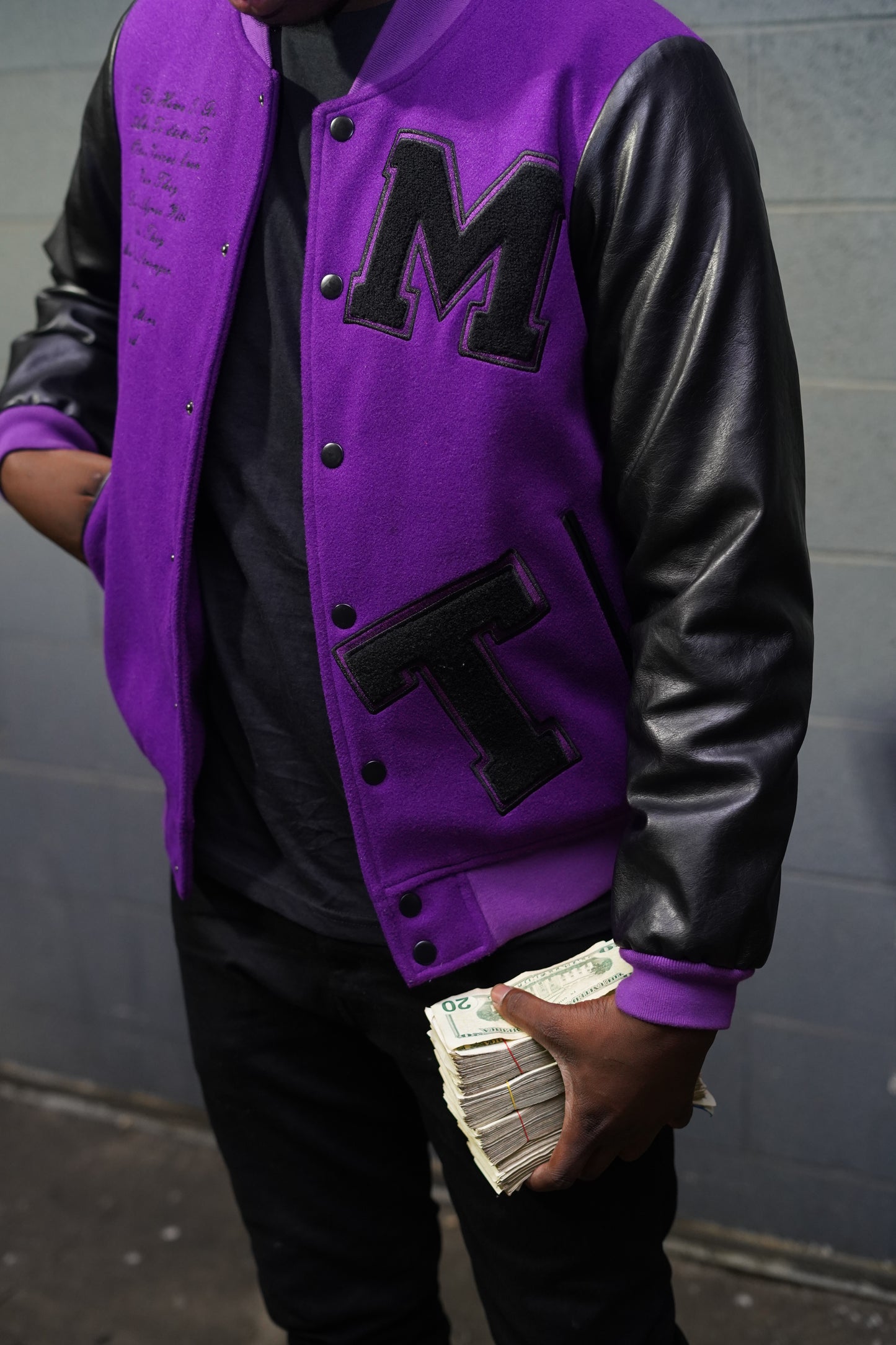 PURPLE LEATHER VARSITY JACKET