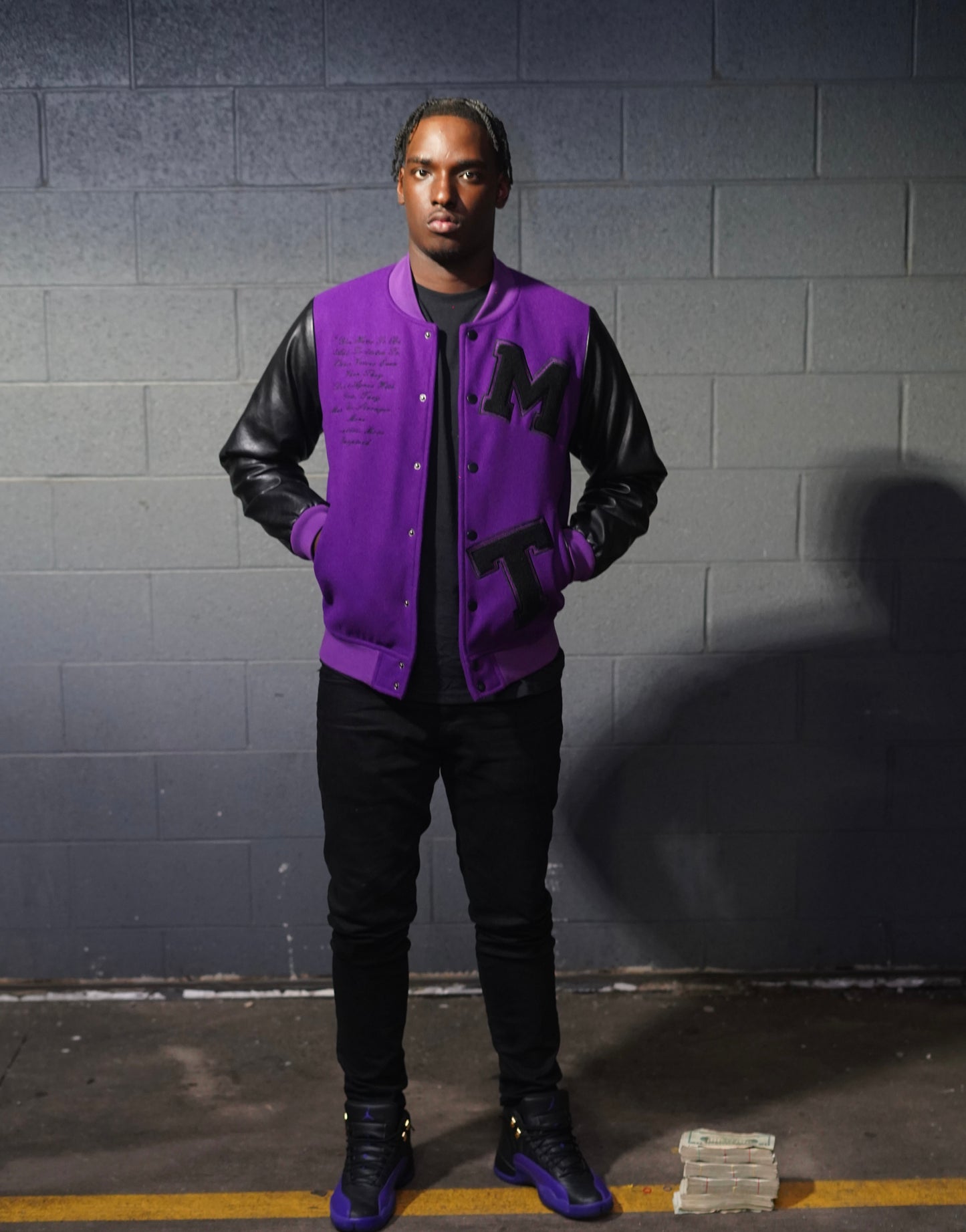 PURPLE LEATHER VARSITY JACKET