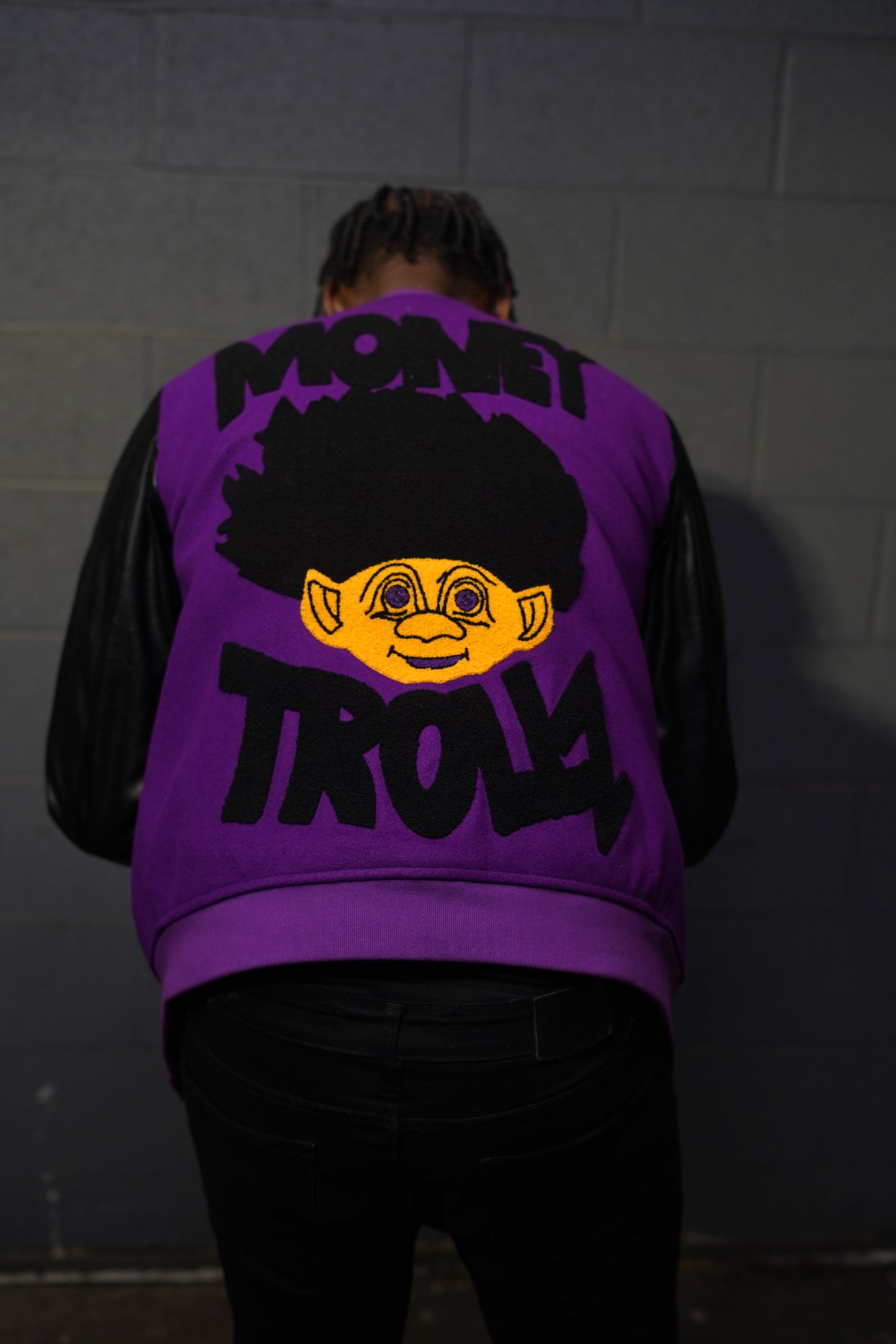 PURPLE LEATHER VARSITY JACKET