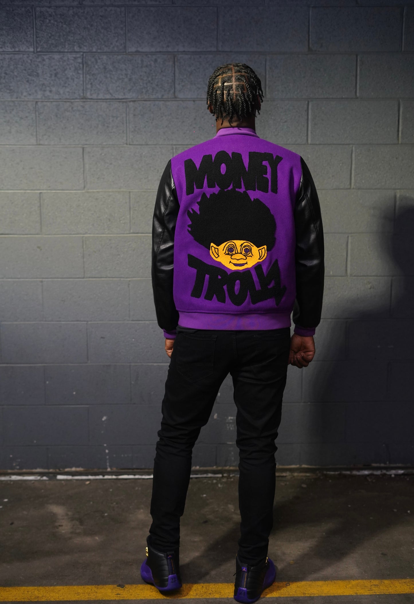 PURPLE LEATHER VARSITY JACKET